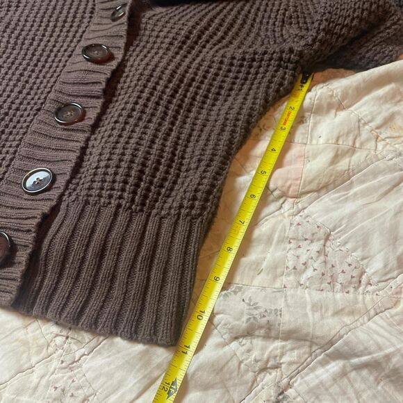 aeropostale y2k brown fairy grunge hooded button up knit cardigan size large - Picture 4 of 6